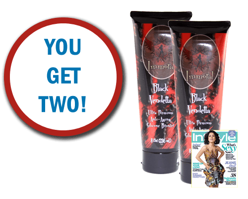 You get two Black Vendetta Indoor Tanning Bed Lotion Bottles