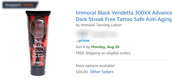 Black Vendetta Tanning Bronzer from popular shopping website